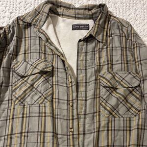 David Taylor Men's Casual Plaid Shirt - Gray and Yellow